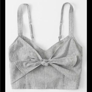 A&F linen blend tie crop top